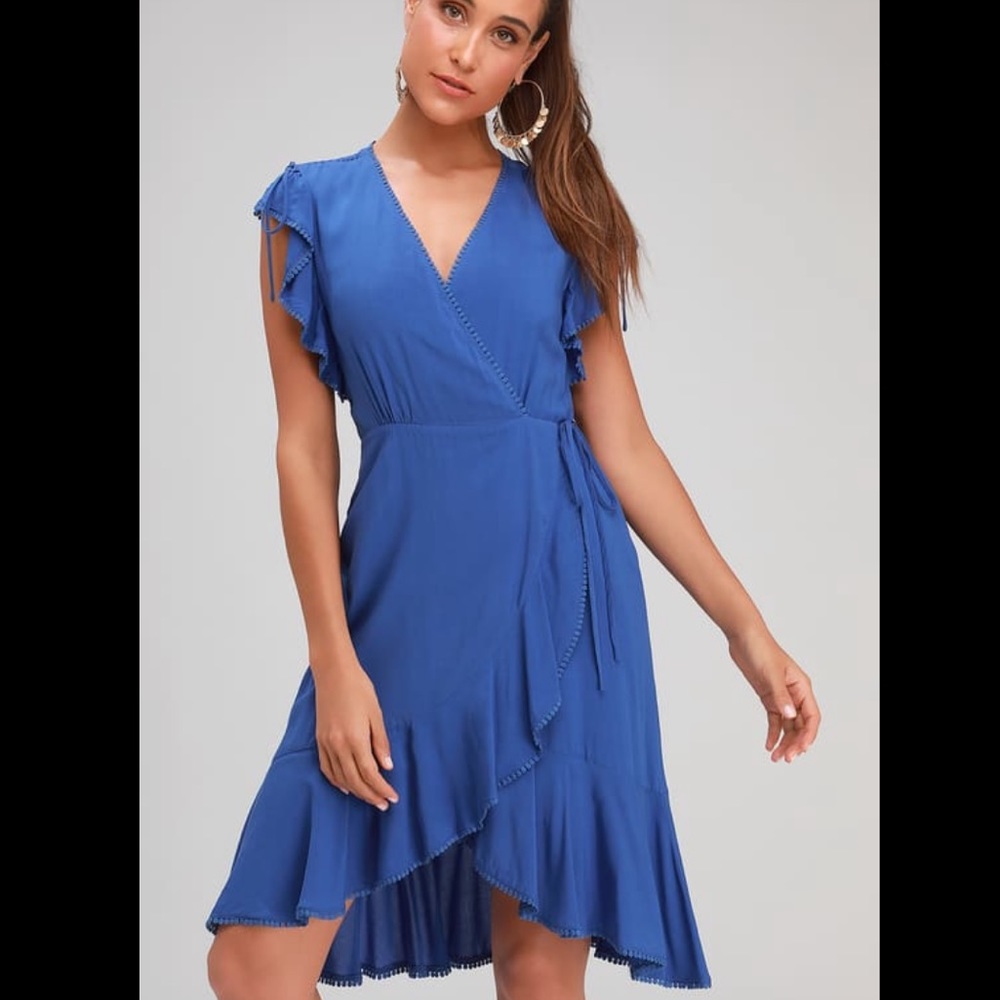 Lulus Royal Blue Wrap Dress